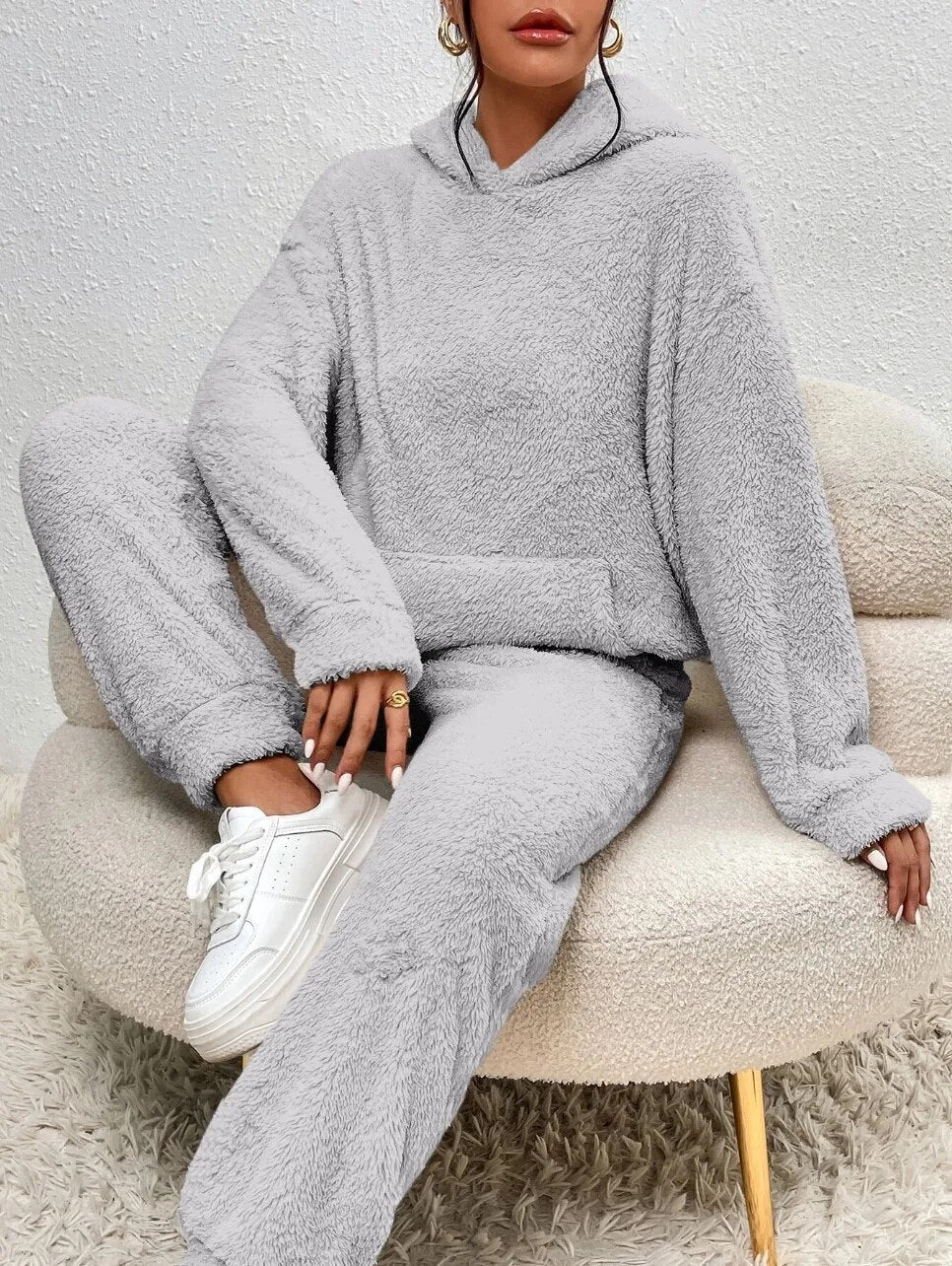 Ultra-wygodny pasiasty dres z kapturem - Lana-Szary-XS-Trend Polska