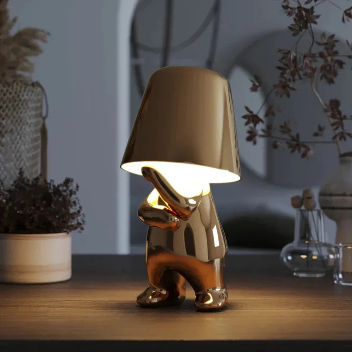 Unikalna i Nastrojowa Lampa Stołowa - GlowCraft-Frank-Lamp - Srebrny-Trend Polska