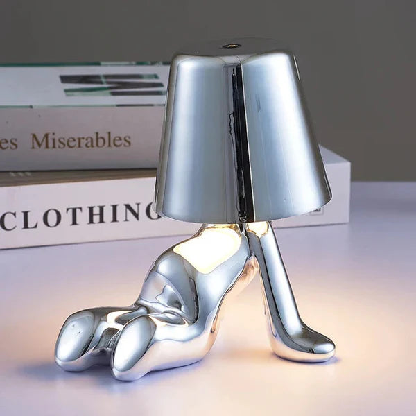 Unikalna i Nastrojowa Lampa Stołowa - GlowCraft-Hugo-Lamp - Srebrny-Trend Polska