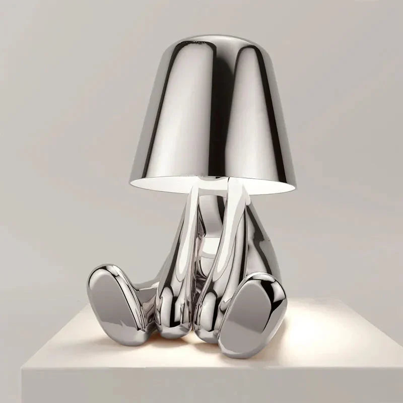 Unikalna i Nastrojowa Lampa Stołowa - GlowCraft-Hugo-Lamp - Srebrny-Trend Polska