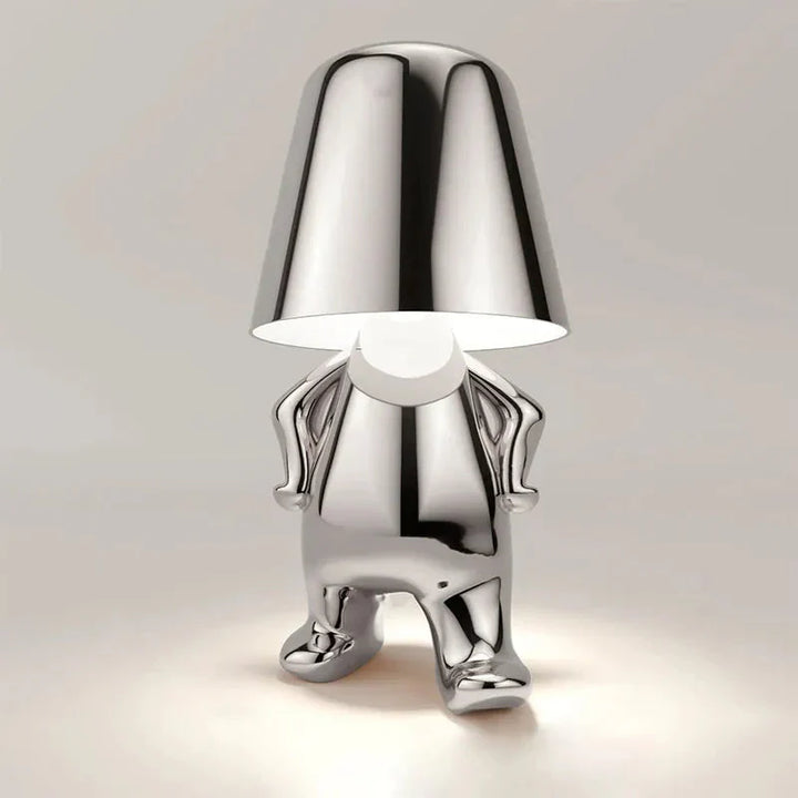 Unikalna i Nastrojowa Lampa Stołowa - GlowCraft-Hugo-Lamp - Srebrny-Trend Polska