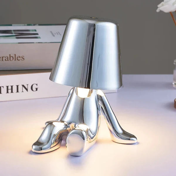 Unikalna i Nastrojowa Lampa Stołowa - GlowCraft-Hugo-Lamp - Srebrny-Trend Polska