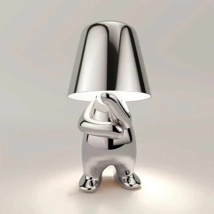 Unikalna i Nastrojowa Lampa Stołowa - GlowCraft-Hugo-Lamp - Srebrny-Trend Polska
