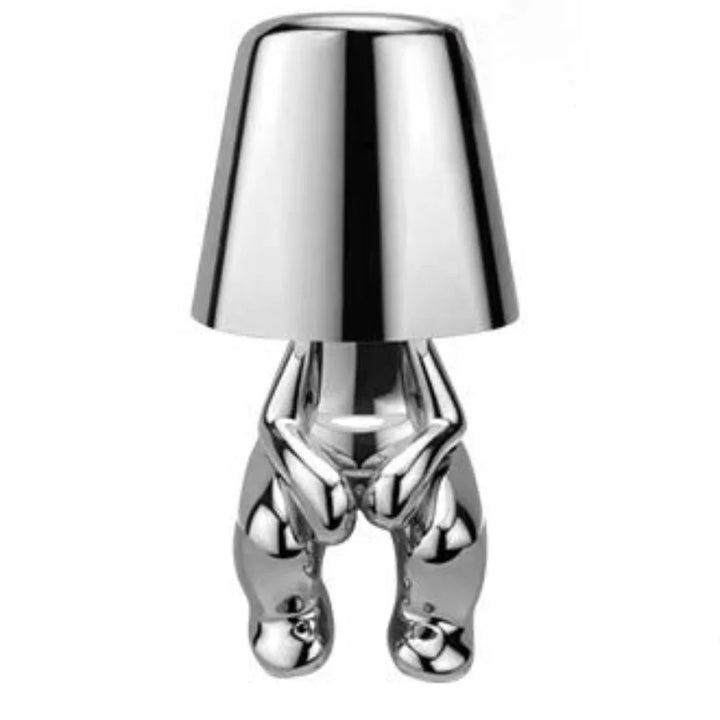 Unikalna i Nastrojowa Lampa Stołowa - GlowCraft-Hugo-Lamp - Srebrny-Trend Polska