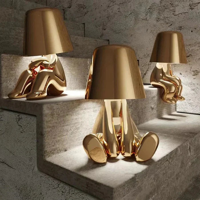 Unikalna i Nastrojowa Lampa Stołowa - GlowCraft-Hugo-Lamp - Srebrny-Trend Polska