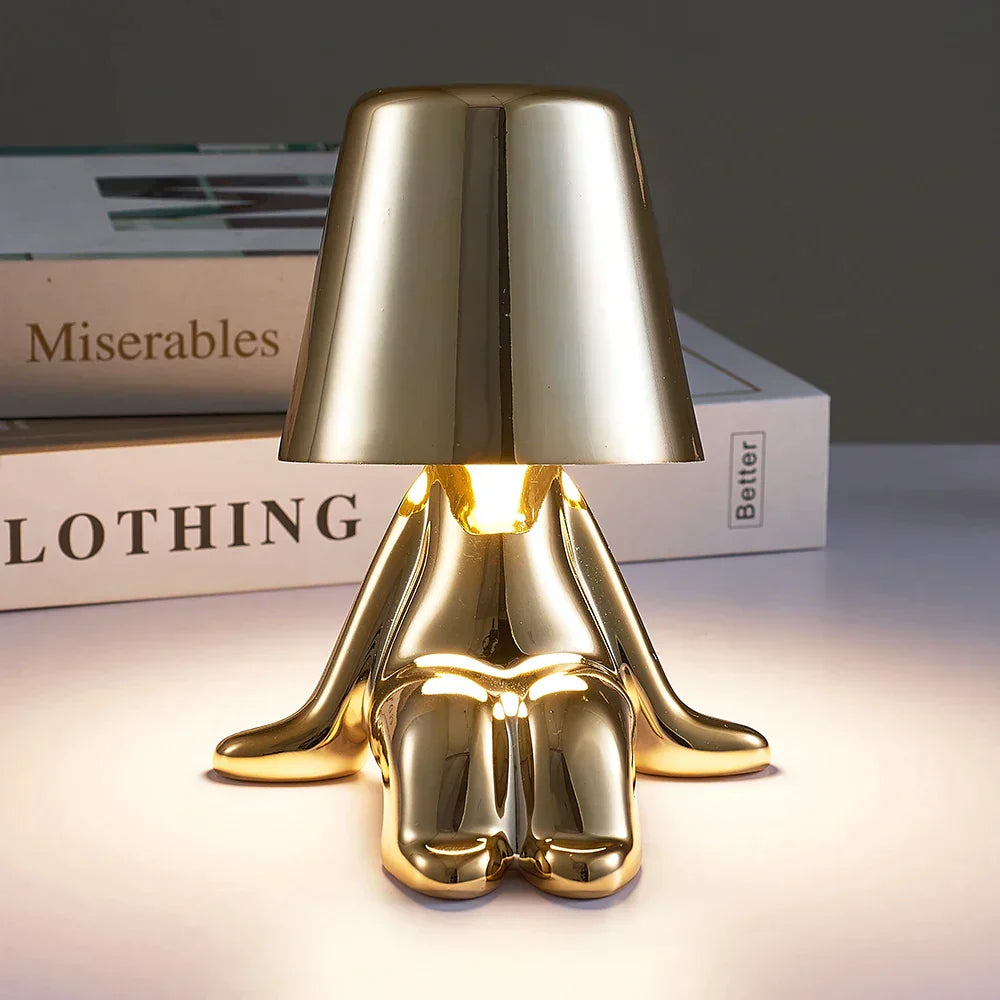 Unikalna i Nastrojowa Lampa Stołowa - GlowCraft-Hugo-Lamp - Srebrny-Trend Polska