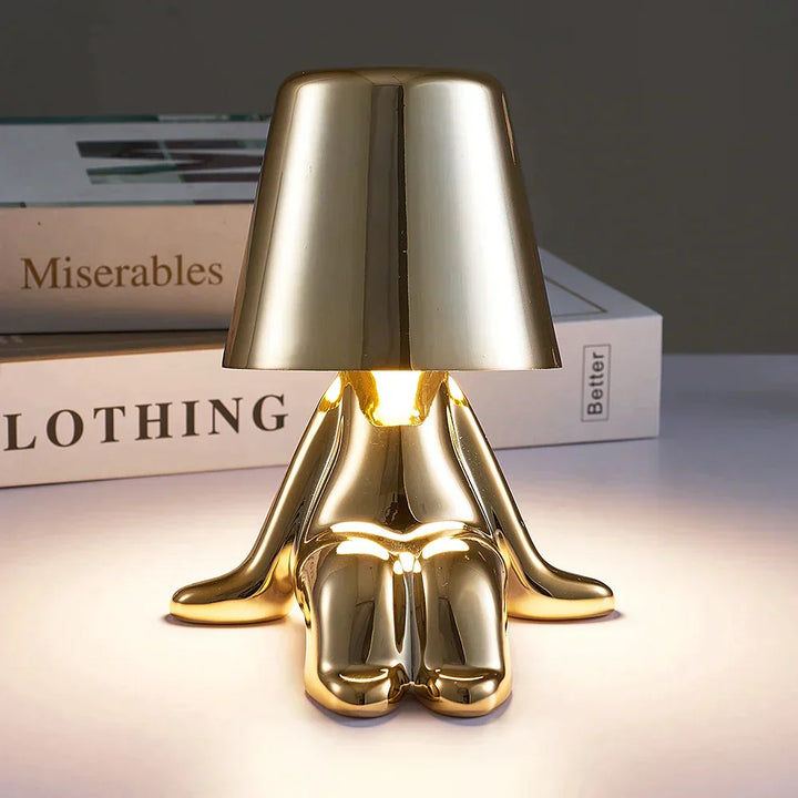 Unikalna i Nastrojowa Lampa Stołowa - GlowCraft-Hugo-Lamp - Srebrny-Trend Polska