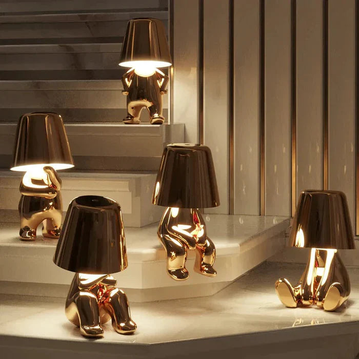 Unikalna i Nastrojowa Lampa Stołowa - GlowCraft-Hugo-Lamp - Srebrny-Trend Polska