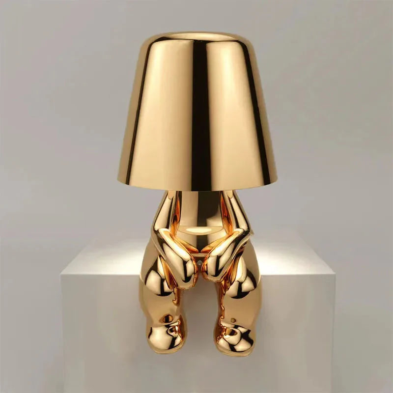 Unikalna i Nastrojowa Lampa Stołowa - GlowCraft-Hugo-Lamp - Srebrny-Trend Polska