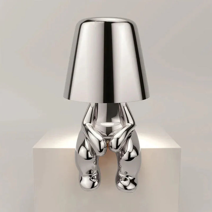 Unikalna i Nastrojowa Lampa Stołowa - GlowCraft-Hugo-Lamp - Srebrny-Trend Polska