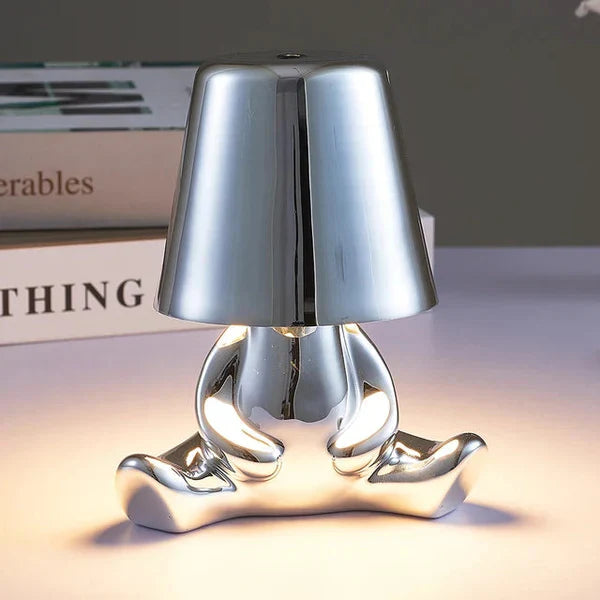 Unikalna i Nastrojowa Lampa Stołowa - GlowCraft-Hugo-Lamp - Srebrny-Trend Polska