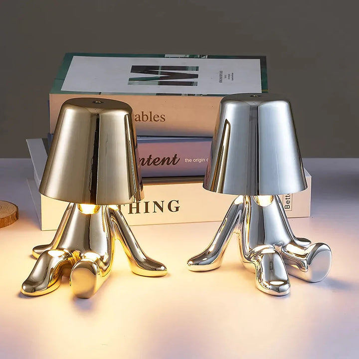 Unikalna i Nastrojowa Lampa Stołowa - GlowCraft-Hugo-Lamp - Srebrny-Trend Polska