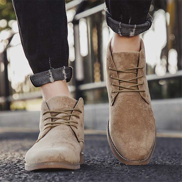 UrbanStride Classic | Stylowe Półbuty Męskie z Sznurówkami-Khaki-38-Trend Polska