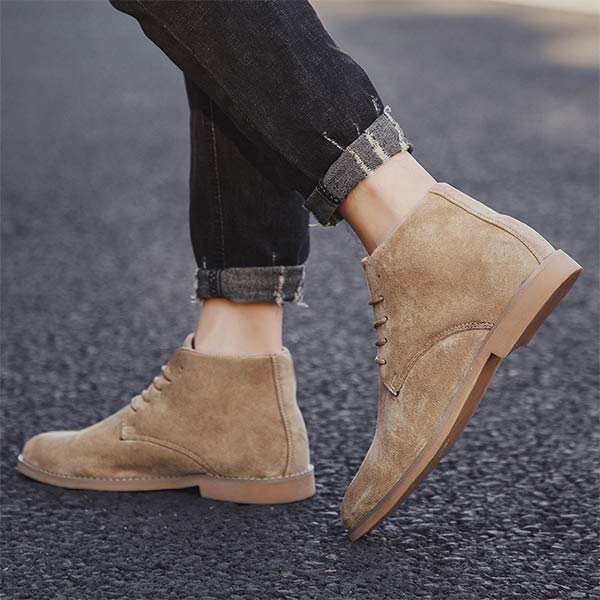 UrbanStride Classic | Stylowe Półbuty Męskie z Sznurówkami-Khaki-38-Trend Polska