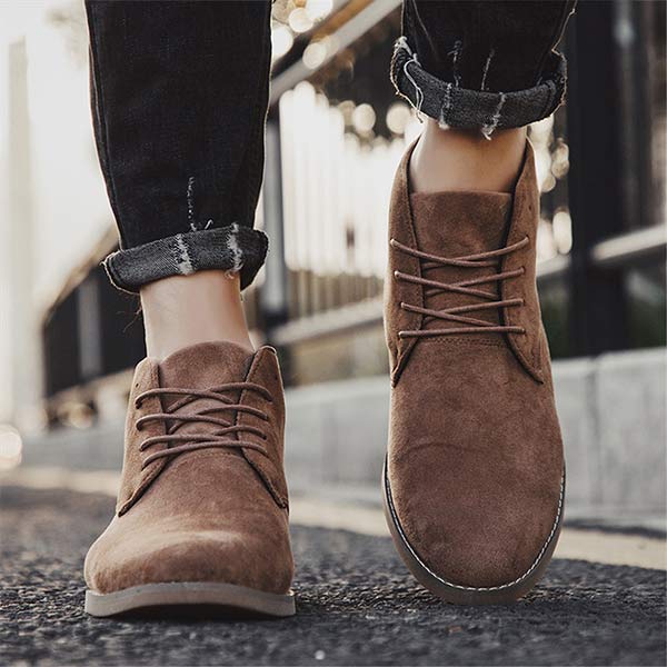UrbanStride Classic | Stylowe Półbuty Męskie z Sznurówkami-Khaki-38-Trend Polska