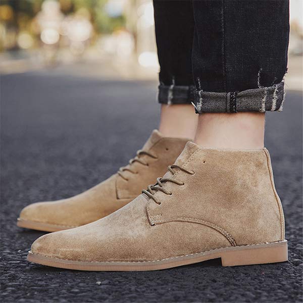 UrbanStride Classic | Stylowe Półbuty Męskie z Sznurówkami-Khaki-38-Trend Polska