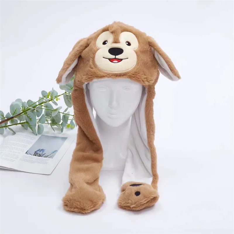Urocza Czapka z Ruchomymi Uszami – Czapka BunnyBounce-Jasnobrązowa Małpa-Trend Polska