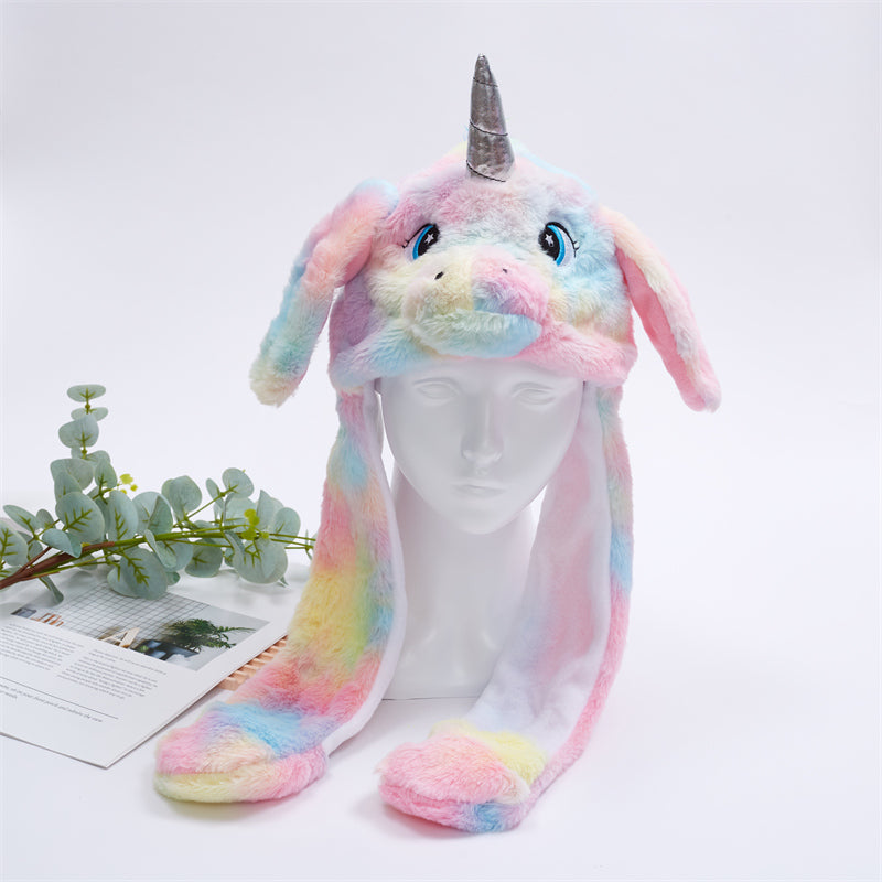 Urocza Czapka z Ruchomymi Uszami – Czapka BunnyBounce-Jednorożec Tie Dye-Trend Polska