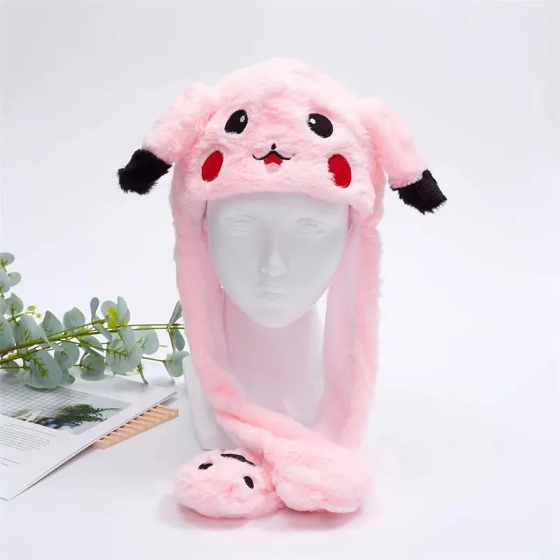 Urocza Czapka z Ruchomymi Uszami – Czapka BunnyBounce-Pikachu Różowy-Trend Polska