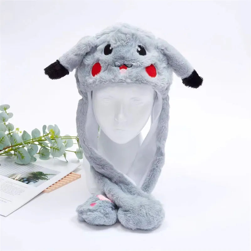 Urocza Czapka z Ruchomymi Uszami – Czapka BunnyBounce-Pikachu Szary-Trend Polska