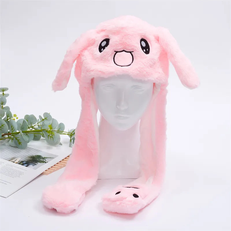 Urocza Czapka z Ruchomymi Uszami – Czapka BunnyBounce-Różowy Królik-Trend Polska
