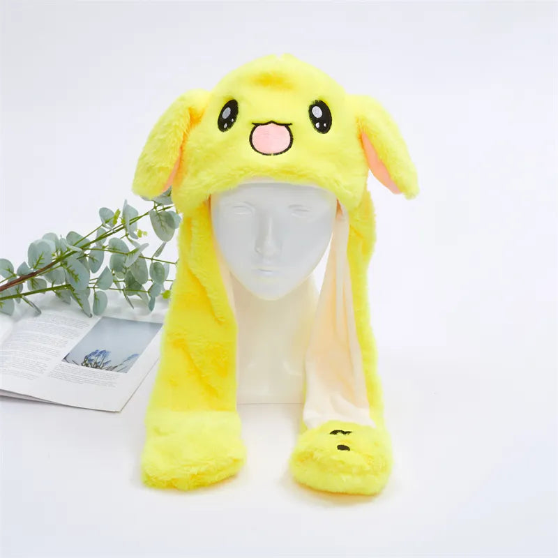 Urocza Czapka z Ruchomymi Uszami – Czapka BunnyBounce-Żółty Królik-Trend Polska