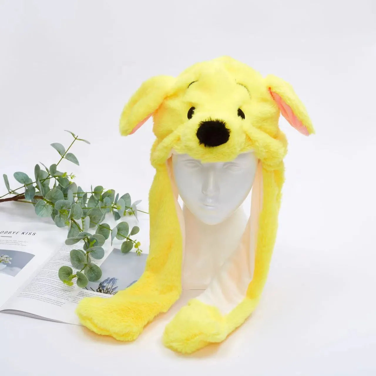 Urocza Czapka z Ruchomymi Uszami – Czapka BunnyBounce-Żółty Pies-Trend Polska