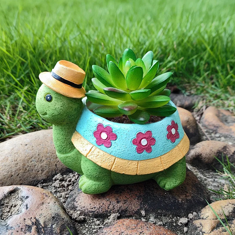 Urocza doniczka z roślinami do ogrodu w kształcie żółwia - TurtleBloom-Trend Polska