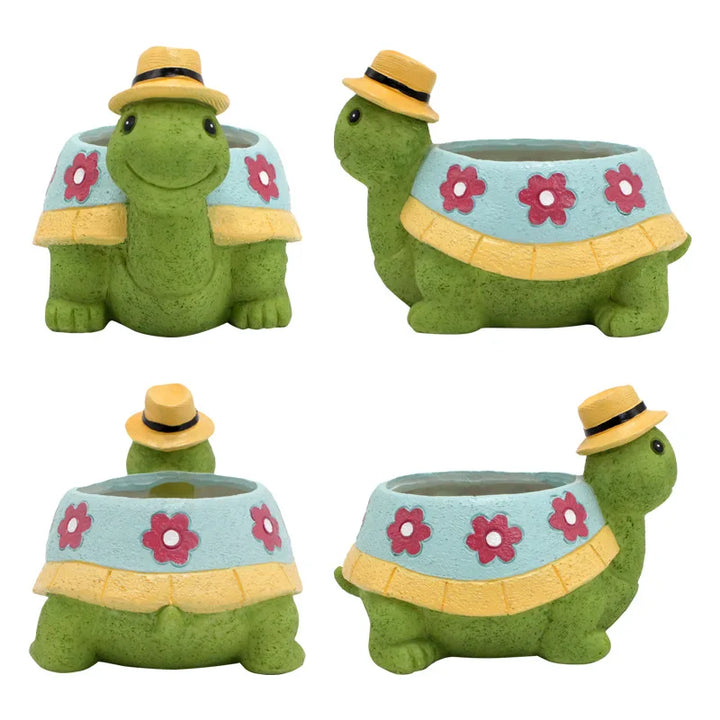 Urocza doniczka z roślinami do ogrodu w kształcie żółwia - TurtleBloom-Trend Polska