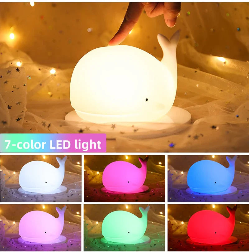 Uroczy Lampka Nocna Wieloryb z Zmieniającymi się Kolorami - GlowWhale-Trend Polska