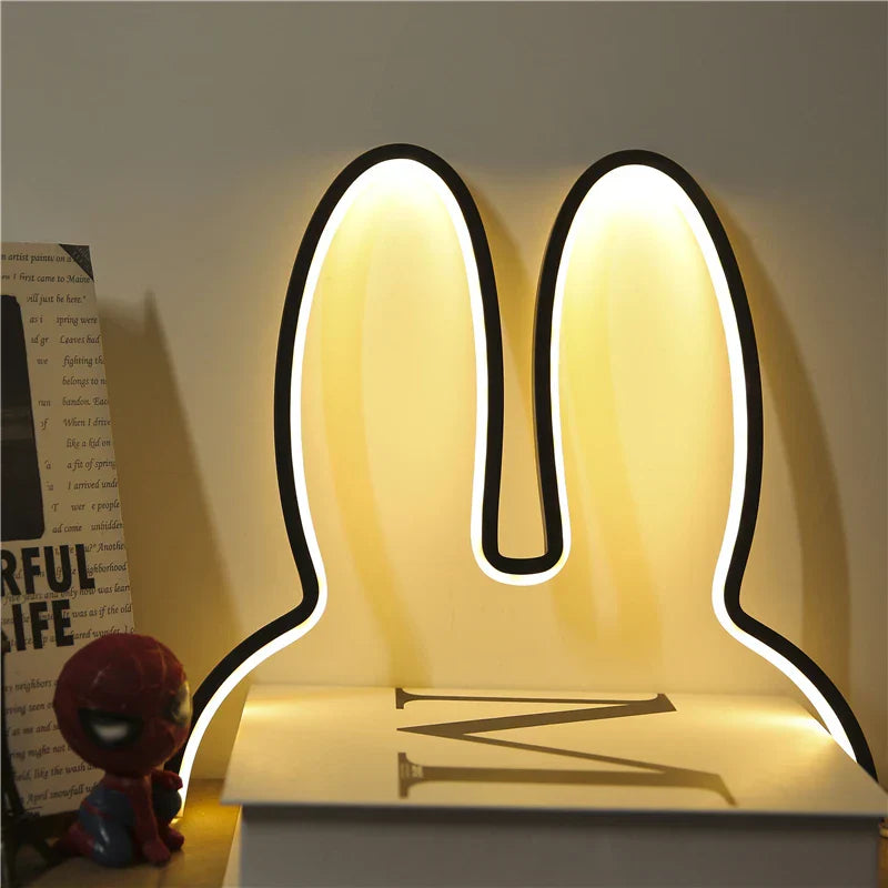 USB Ładowana Lampka nocna w kształcie królika z oświetleniem nastrojowym - BunnyLight-Czarny-Trend Polska