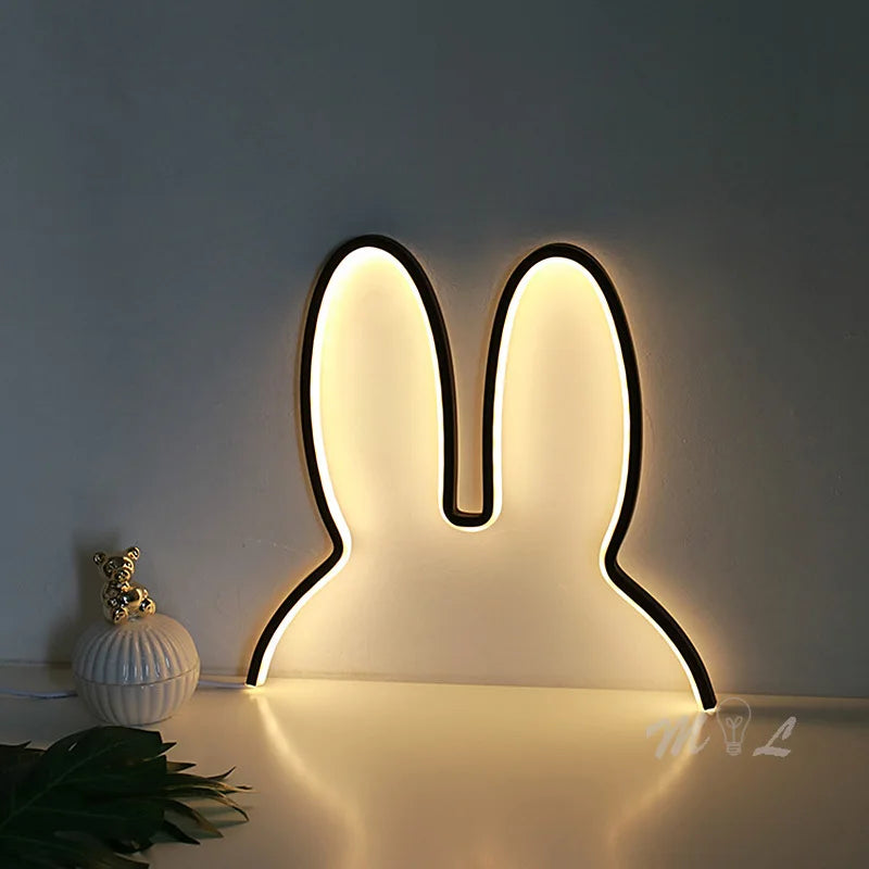 USB Ładowana Lampka nocna w kształcie królika z oświetleniem nastrojowym - BunnyLight-Czarny-Trend Polska