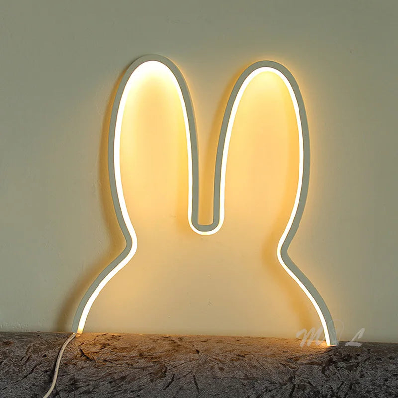 USB Ładowana Lampka nocna w kształcie królika z oświetleniem nastrojowym - BunnyLight-Czarny-Trend Polska