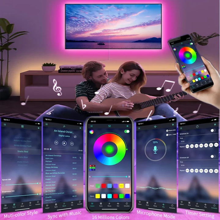 USB LED STRIPA Z ZMIANĄ KOLORY - RGB ŚWIATŁO DO DEKORACJI POKOI I OŚWIETLENIA TŁA TELEWIZORA-3-przyciskowy kontroler-1m-Trend Polska