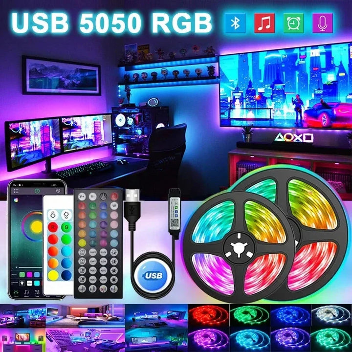 USB LED STRIPA Z ZMIANĄ KOLORY - RGB ŚWIATŁO DO DEKORACJI POKOI I OŚWIETLENIA TŁA TELEWIZORA-3-przyciskowy kontroler-1m-Trend Polska