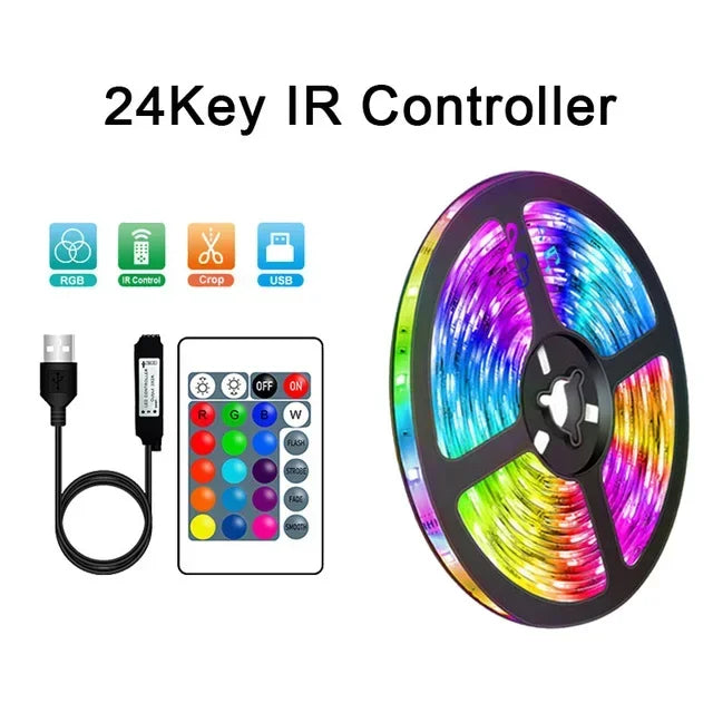 USB LED STRIPA Z ZMIANĄ KOLORY - RGB ŚWIATŁO DO DEKORACJI POKOI I OŚWIETLENIA TŁA TELEWIZORA-3-przyciskowy kontroler-1m-Trend Polska