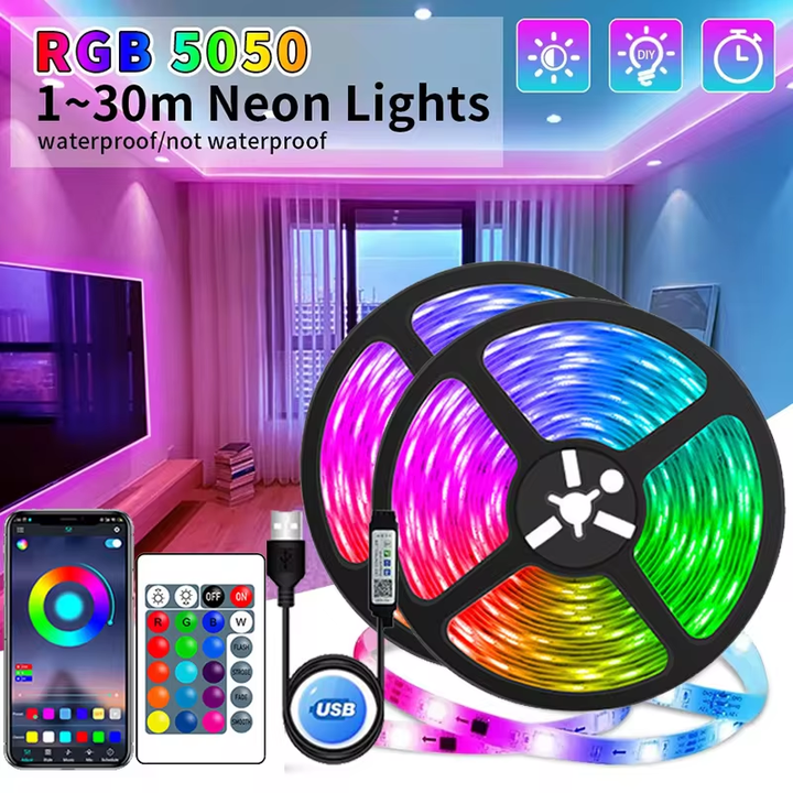 USB LED STRIPA Z ZMIANĄ KOLORY - RGB ŚWIATŁO DO DEKORACJI POKOI I OŚWIETLENIA TŁA TELEWIZORA-3-przyciskowy kontroler-1m-Trend Polska
