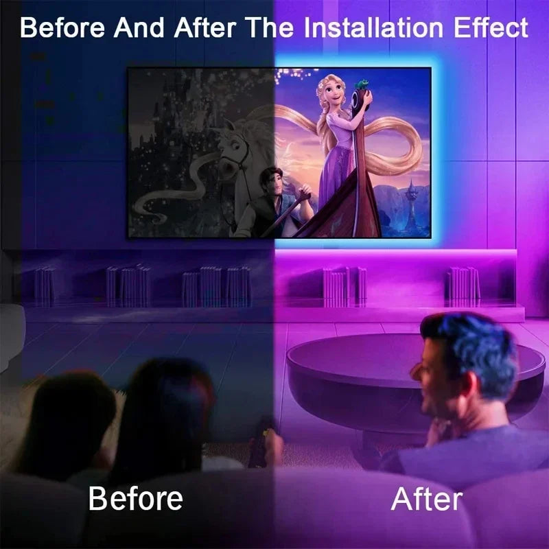 USB LED STRIPA Z ZMIANĄ KOLORY - RGB ŚWIATŁO DO DEKORACJI POKOI I OŚWIETLENIA TŁA TELEWIZORA-3-przyciskowy kontroler-1m-Trend Polska