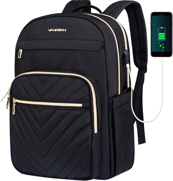 Lekki wodoodporny plecak na laptopa z portem USB – kompatybilny z 15,6"