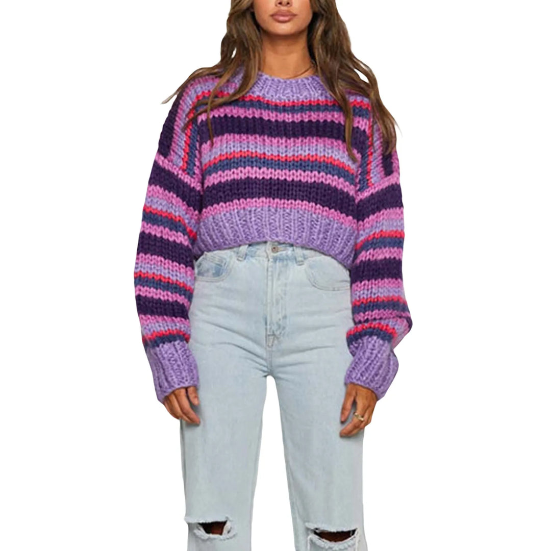 Damski oversize sweter z paskami – Yvonne