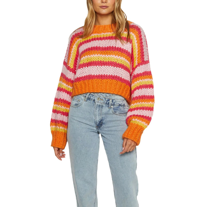 Damski oversize sweter z paskami – Yvonne