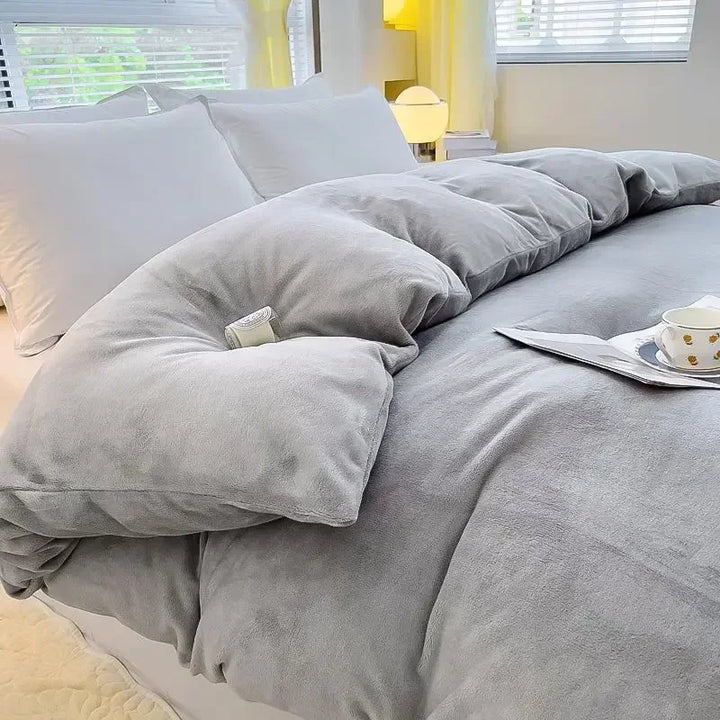 Verdikt Flanellen Fleece Dekbedovertrek - CozyCover-Jasnoszary-150x200cm-Trend Polska