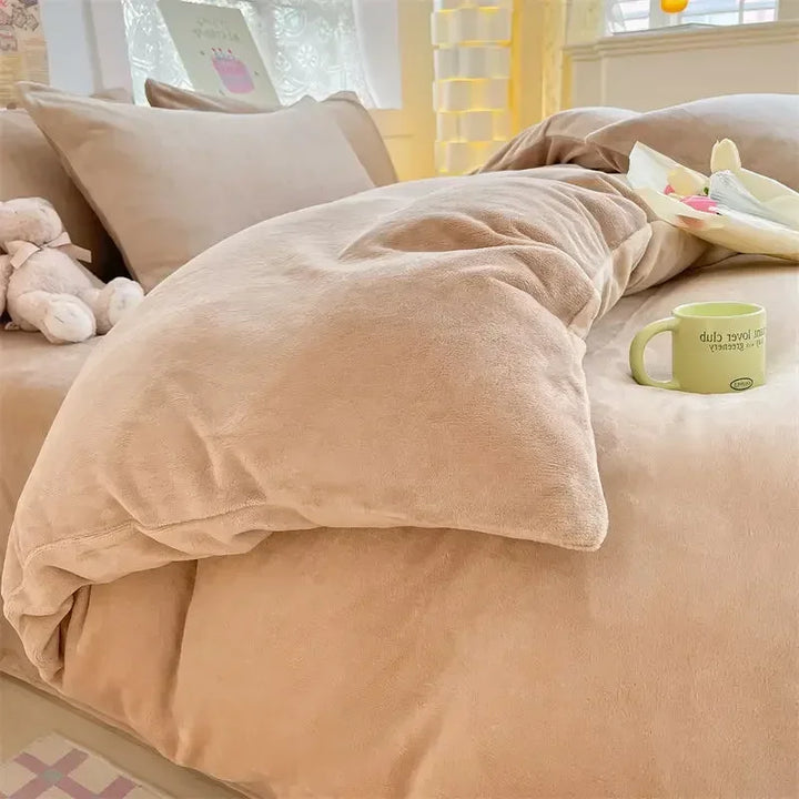 Verdikt Flanellen Fleece Dekbedovertrek - CozyCover-Khaki-150x200cm-Trend Polska