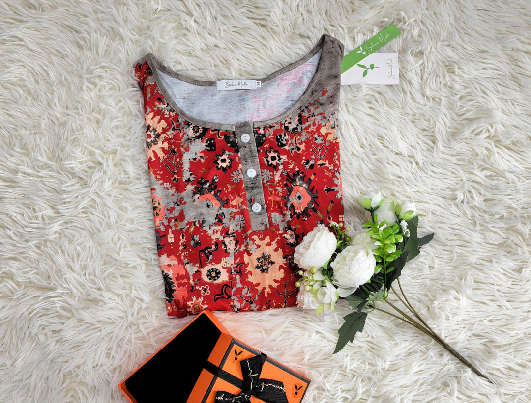 Vintage Azteken-Print Longsleeve - Wzór jesienny-S-Trend Polska