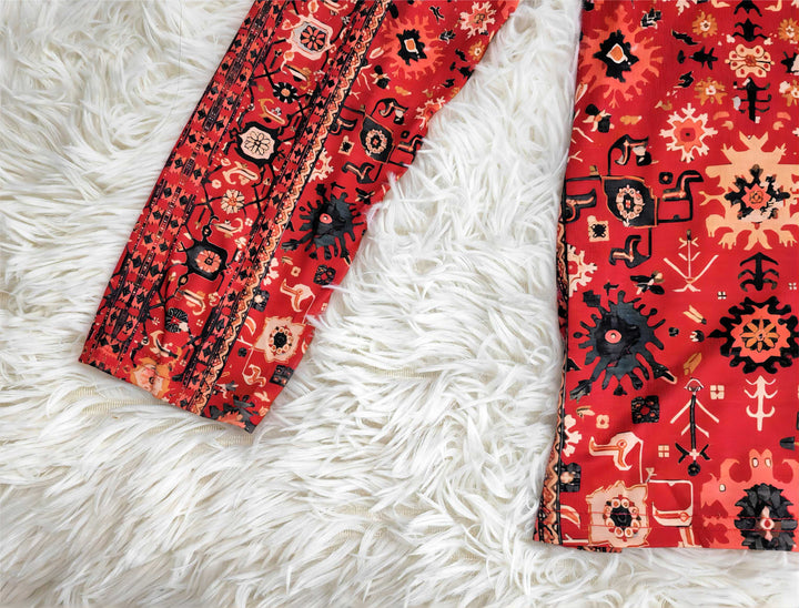 Vintage Azteken-Print Longsleeve - Wzór jesienny-S-Trend Polska