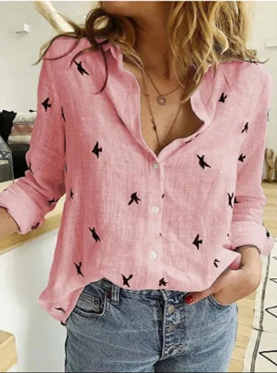 Vintage Bluzka z mieszanki lnu – Clara-Róża-S-Trend Polska