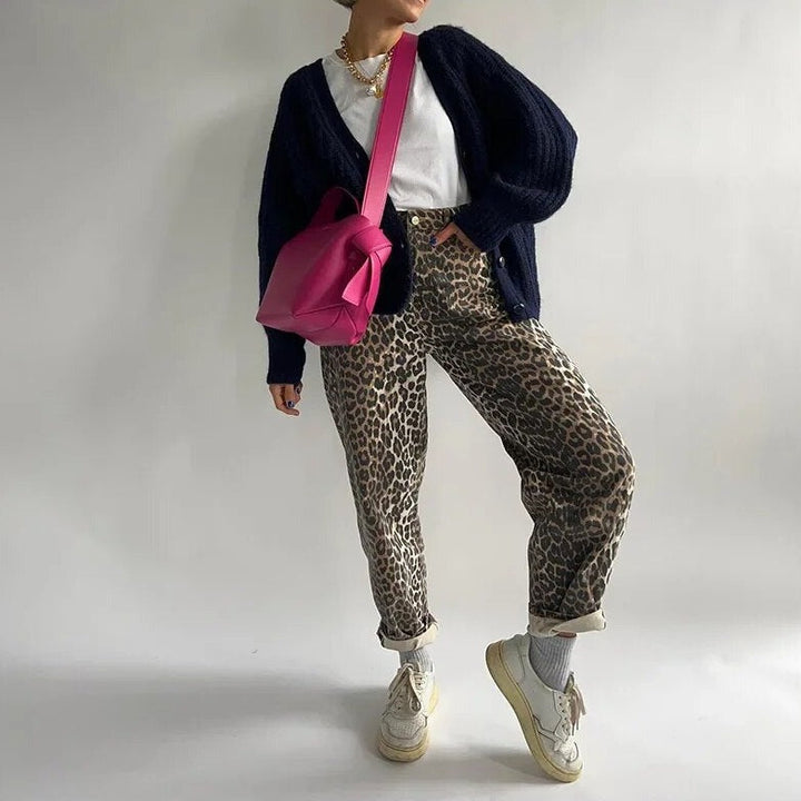 Vintage jeans w print leopardzi - Leona-Lampart-XS-Trend Polska