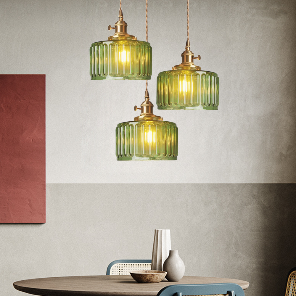 Vintage Kryształowa Lampa Wisząca - Celeste-Zielony-3 Kop-Rond-Trend Polska