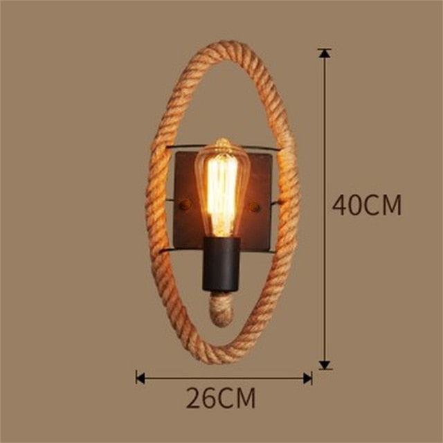 Vintage Lampa Ścienna z Liny - RusticRope-Okrągły-Trend Polska
