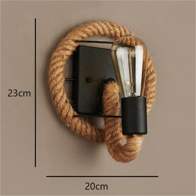 Vintage Lampa Ścienna z Liny - RusticRope-Okrągły-Trend Polska
